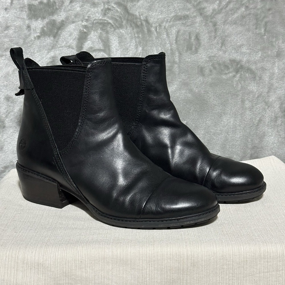 Timberland Sutherlin Bay Chelsea Ankle Boots Womens Sz 11 Black Leather Pull On